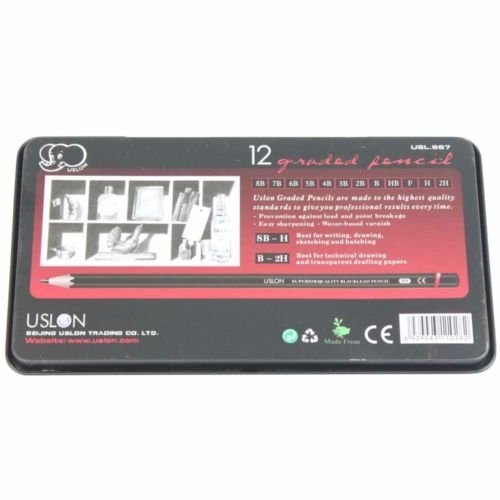 Mutual Trade Set of 12 Ulson Graded Black Lead Pencils from 8B to 2H, Sketching & Draw MQ-008