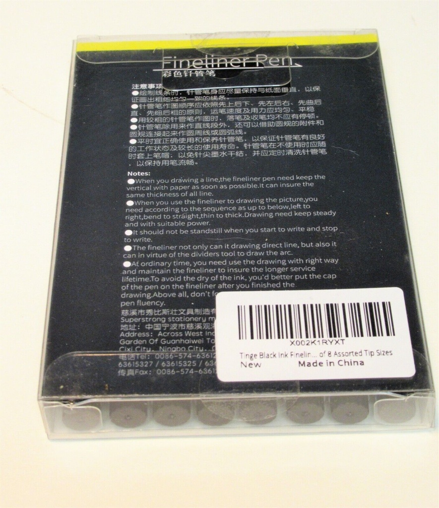 Superior Fineliner Pens 8 Piece Sizes 005 to L #ms-806b New in Box See Pictures
