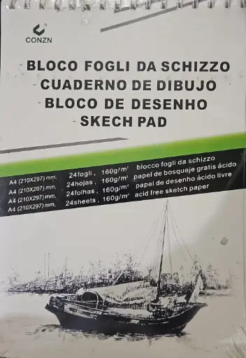 [10838-skech pad] دفتر رسم A4، 24 ورقة، دفتر رسم مزدوج الجوانب