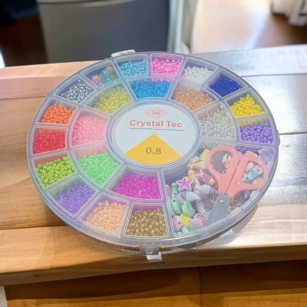 علبة خرز ملون  مدورة 