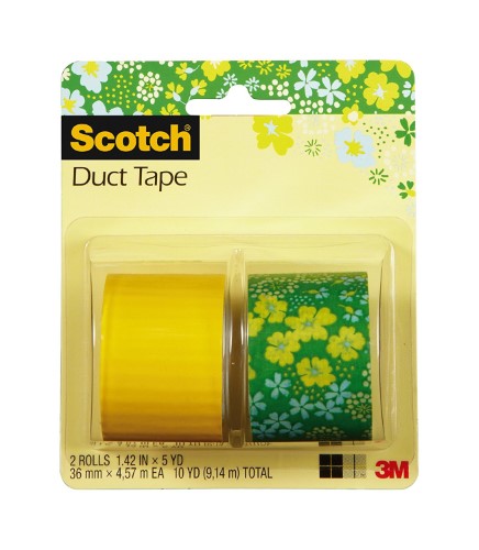 3M Duct Tape Pack 1 Green Floral and 1 Yellow 1. 42 in X 5 Yd 2 RLS/PK 905FLR2PK